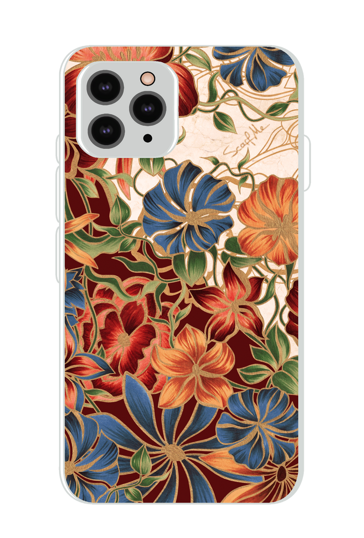 Capa Marble Flowers bordeaux