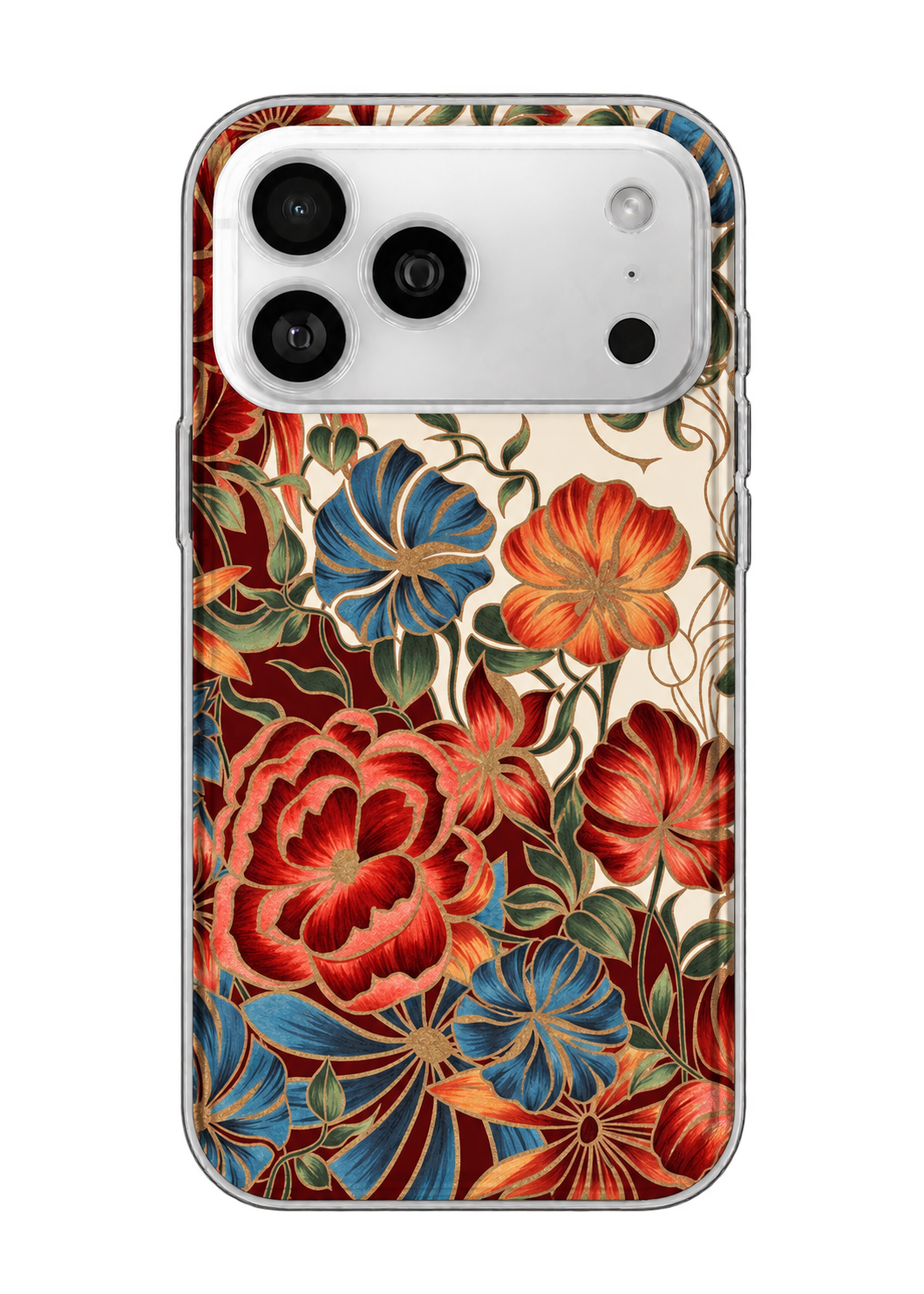 Capa anti-impacto estampada Marble Flowers Bordeaux