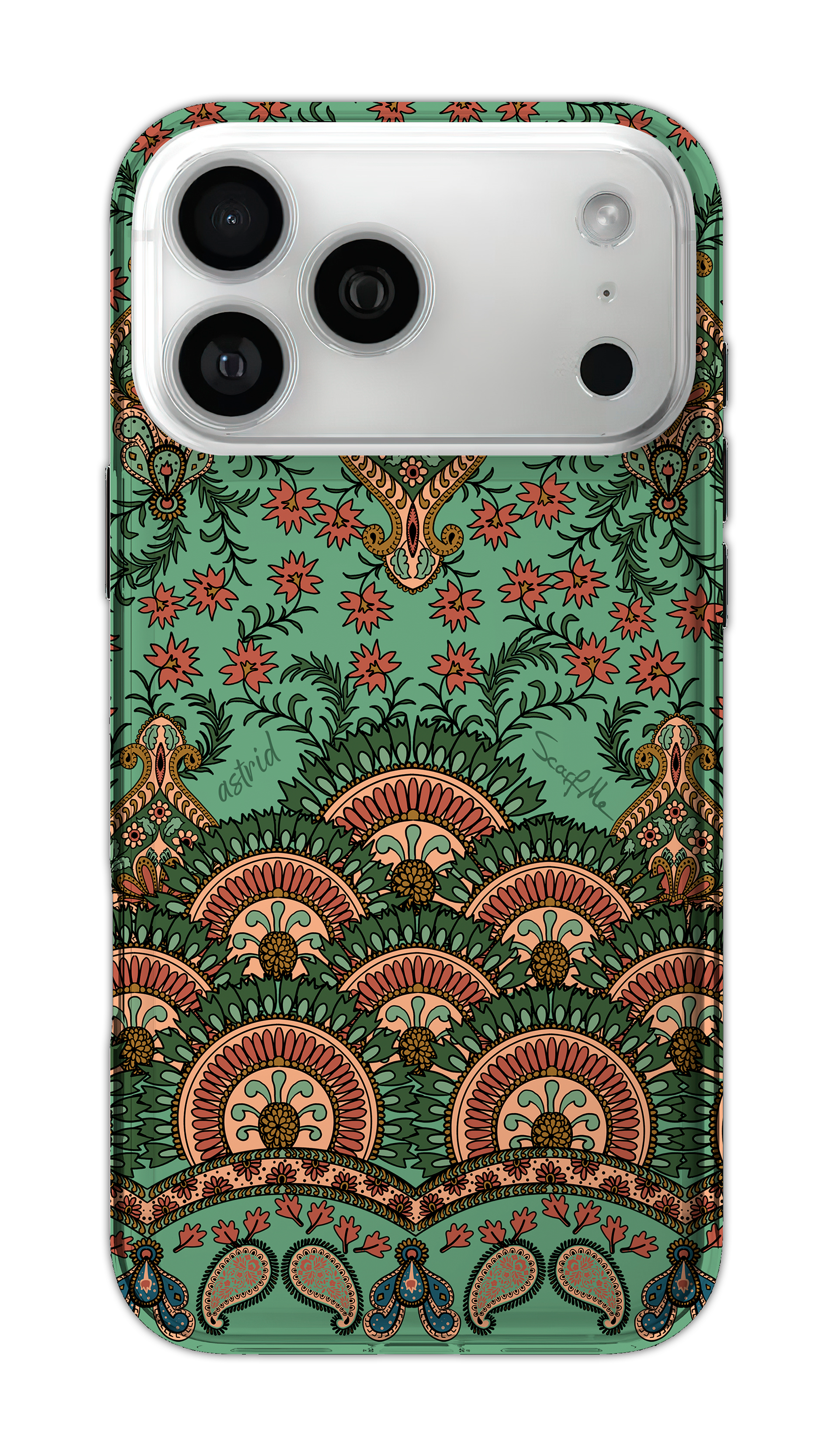 Capa anti-impacto estampada Oriental Astrid verde