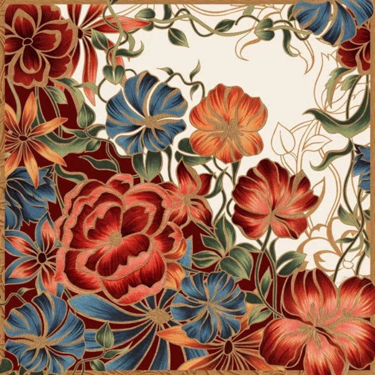 Estampa Marble Flowers Bordeaux