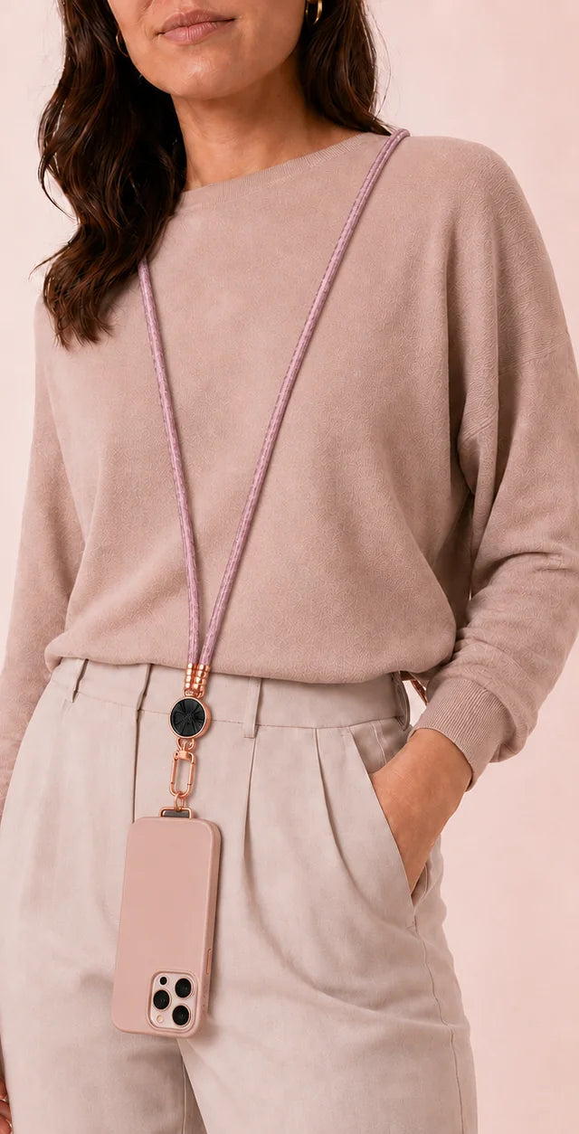 Modelo usando Alça Universal Rosé
